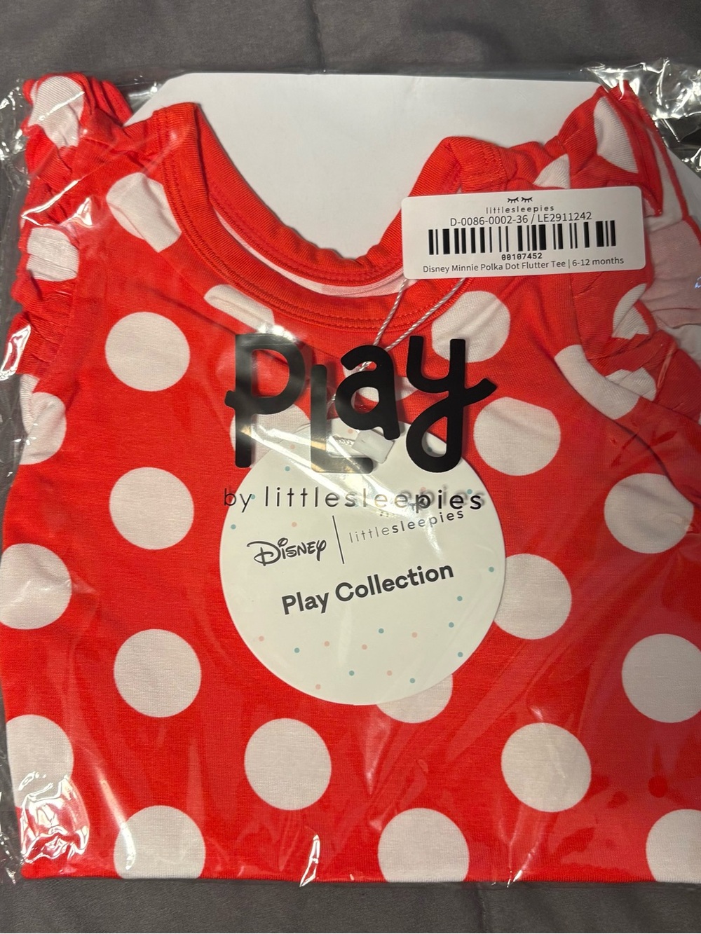 NIB Little Sleepies Disney Red and White Polka Dot 6-12m